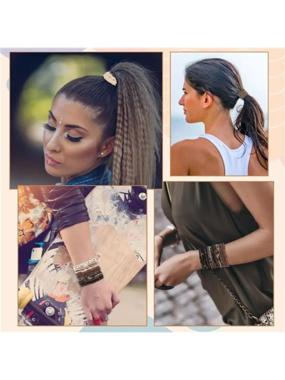 Boho hair ties set 20pcs ponytail holders no damage elastic hair bands for women